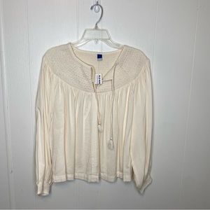 Old Navy Cream long sleeve blouse, Large 
New With Tags